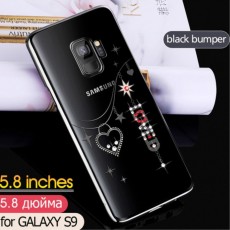 KINGXBAR Swarovski Plated Hard Case priekš Samsung Galaxy S9 G960 - Loving Heart Pendant - plastikāta apvalks (bampers, vāciņš, lim TPU case cover, bumper)