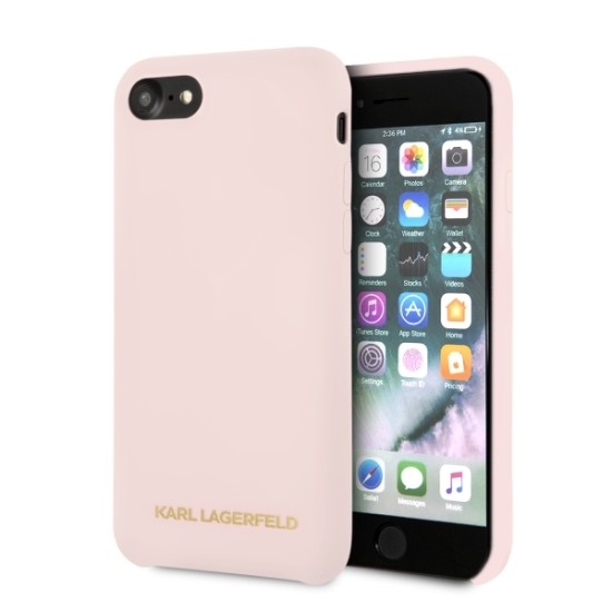 Karl Lagerfeld Silicone series KLHCI8SLLPG priekš Apple iPhone 7 / 8 / SE2 (2020) / SE3 (2022) - Rozā - silikona aizmugures apvalks / bampers-vāciņš