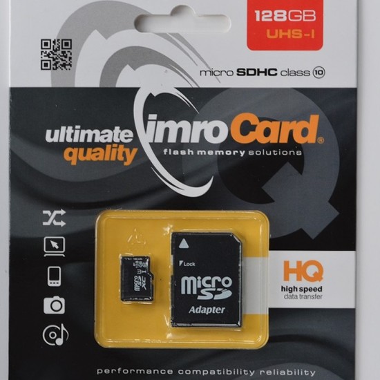 Imro 128GB Micro SDXC UHS-I Card class10 ar SD Adapteri Atmiņas karte