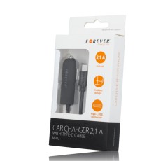 Forever M-02 Auto 12/24V Universāls Type-C 2.1A Charger - Type C Auto lādētājs ar kabeli / vadu telefoniem un planšetdatoriem