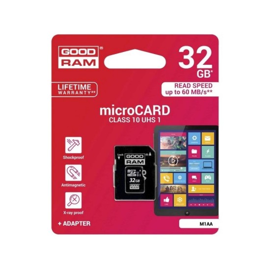 GoodRam 32GB Micro SDHC Card UHS-I class10 ar SD Adapteri Atmiņas karte