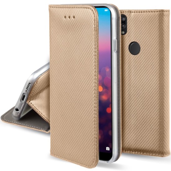 Smart Magnet Book Case priekš Samsung Galaxy A9 (2018) A920 - Zelts - sāniski atverams maciņš ar stendu (ādas maks, grāmatiņa, leather book wallet case cover stand)