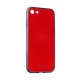 Forcell Glass Back Case priekš Samsung Galaxy J6 Plus (2018) J610 - Sarkans - plastikas aizmugures apvalks ar aizsardzības stiklu (bampers, vāciņš, PU back cover, bumper shell)