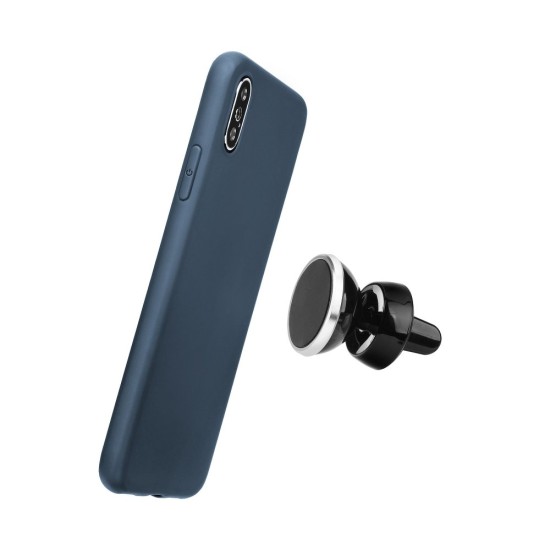 Forcell Soft Magnet Case (Microfiber) priekš Huawei Y6 (2018) - Zils - matēts silikona aizmugures apvalks ar metālisku plāksni (bampers, vāciņš, slim TPU silicone cover shell, bumper)