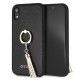 Guess Saffiano Ring series Back Case GUHCI61RSSABK priekš Apple iPhone XR - Melns - ādas apvalks (bampers, vāciņš, leather case cover, bumper)
