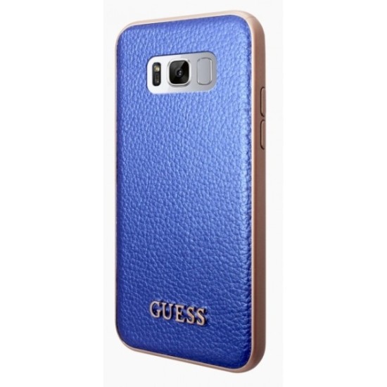 Guess Iridescent series Back Case GUHCS8LIGLBL priekš Samsung Galaxy S8 Plus G955 - Zils - ādas apvalks (bampers, vāciņš, leather case cover, bumper)