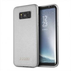 Guess Iridescent series Back Case GUHCS8LIGLSI priekš Samsung Galaxy S8 Plus G955 - Sudrabains - ādas apvalks (bampers, vāciņš, leather case cover, bumper)