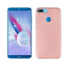 Etui Carbon Fiber TPU Case priekš Huawei Honor 9 Lite - Rozā Zelts - silikona aizmugures apvalks (bampers, vāciņš, slim back cover, bumper)