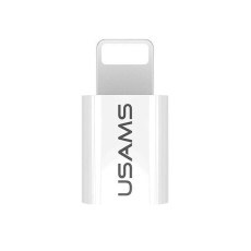 Usams IPTMIC03 (US-SJ014) Adapter microUSB Female to Lightning Male - Balts - adapteris Apple telefoniem vai planšetdatoriem ar Lightning ieeju / konektoru