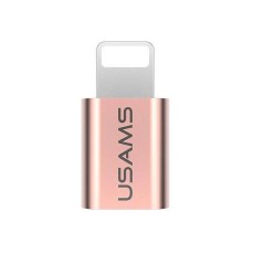 Usams IPTMIC02 (US-SJ014) Adapter microUSB Female to Lightning Male - Rozā Zelts - adapteris Apple telefoniem vai planšetdatoriem ar Lightning ieeju / konektoru
