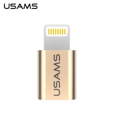 Usams IPTMIC01 (US-SJ014) Adapter microUSB Female to Lightning Male - Zelts - adapteris Apple telefoniem vai planšetdatoriem ar Lightning ieeju / konektoru