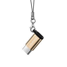 Usams SJ153MT02 (US-SJ153) Aluminum Alloy Adapter with Strap microUSB Female to Type-C Male - Zelts - adapteris telefoniem vai planšetdatoriem ar Type C ieeju / konektoru