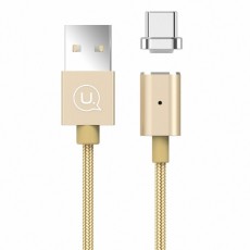 Usams 1.2M U-Link Braided Magnet US-SJ143 2A USB to Type-C cable - Zelts - USB-C magnētisks lādēšanas un datu kabelis / vads