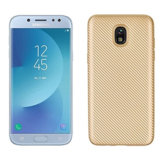Etui Carbon Fiber TPU Case priekš Samsung Galaxy J6 Plus (2018) J610 - Zelts - silikona aizmugures apvalks (bampers, vāciņš, slim back cover, bumper)