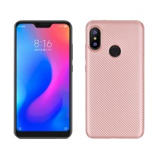 Etui Carbon Fiber TPU Case priekš Xiaomi Redmi Note 6 Pro - Rozā Zelts - silikona aizmugures apvalks (bampers, vāciņš, slim back cover, bumper)