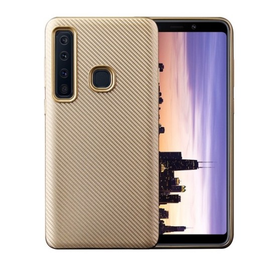 Etui Carbon Fiber TPU Case priekš Samsung Galaxy A9 (2018) A920 - Zelts - silikona aizmugures apvalks (bampers, vāciņš, slim back cover, bumper)