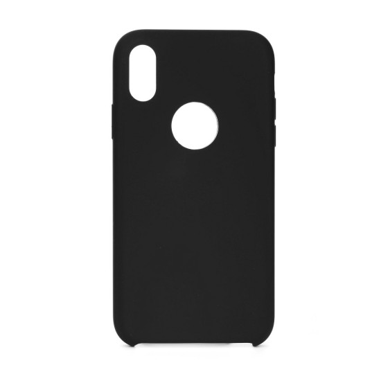 Forcell Silicone Case (Microfiber Soft Touch) для Apple iPhone XS Max - Чёрный (с вырезом) - матовая силиконовая накладка / бампер (крышка чехол, slim TPU silicone cover shell, bumper)