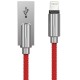 Devia 1M Storm Zinc Alloy 2A USB to Lightning cable - Sarkans - Apple iPhone / iPad lādēšanas un datu kabelis / vads