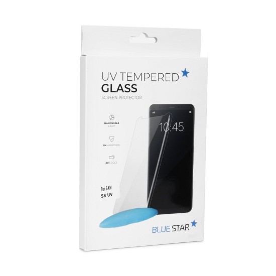 BlueStar 5D (working fingerprint scanner) (UV Glue) Tempered Glass protector priekš Samsung Galaxy S10 G973 - Ekrāna Aizsargstikls / Bruņota Stikla Aizsargplēve (Full screen size curved)