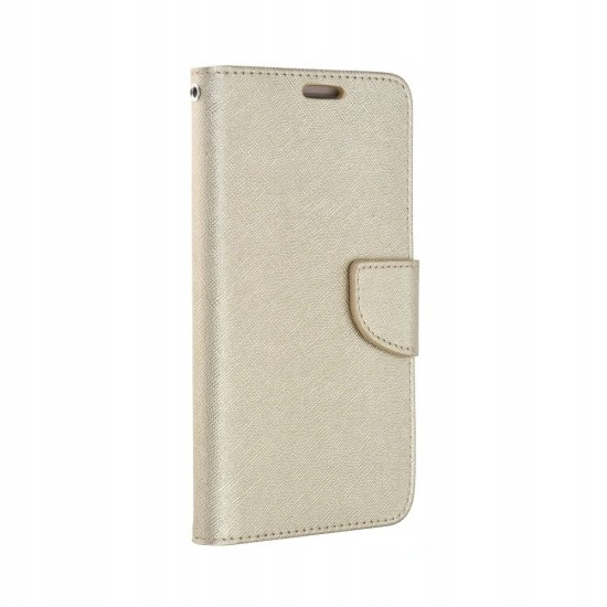 Leather Case Fancy Book Universal Silicone priekš telefoniem ar ekrānu izmēru 5.3 - 5.8 inch - Zelts - universāls sāniski atverams maciņš ar stendu (ādas maks, grāmatiņa, leather book wallet case cover stand)