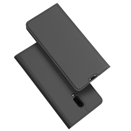 Dux Ducis Skin Pro series priekš OnePlus 6T - Tumši Pelēks - sāniski atverams maciņš ar magnētu un stendu (ādas maks, grāmatiņa, leather book wallet case cover stand)