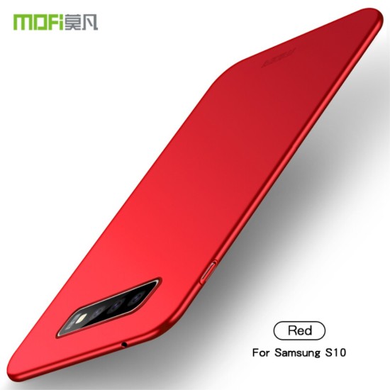 MOFI Shield Slim Plastic Phone Casing priekš Samsung Galaxy S10 G973 - Sarkans - matēts plastikas aizmugures apvalks (bampers, vāciņš, slim silicone cover shell, bumper)