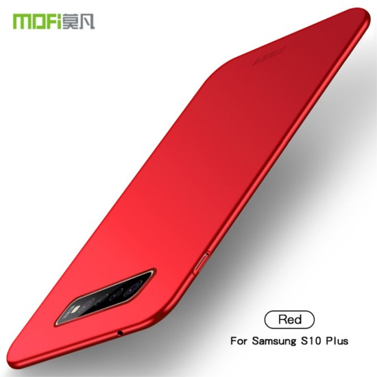 MOFI Shield Slim Plastic Phone Casing priekš Samsung Galaxy S10 Plus G975 - Sarkans - matēts plastikas aizmugures apvalks (bampers, vāciņš, slim silicone cover shell, bumper)