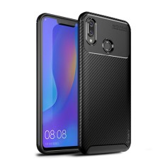 IPAKY Carbon Fiber Texture Soft TPU Heat Dissipation Back Airbag Case priekš Huawei Honor Play - Melns - Triecienizturīgs silikona aizmugures apvalks (bampers, vāciņš, slim TPU silicone case shell cover, bumper)