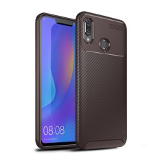 IPAKY Carbon Fiber Texture Soft TPU Heat Dissipation Back Airbag Case priekš Huawei Honor Play - Brūns - Triecienizturīgs silikona aizmugures apvalks (bampers, vāciņš, slim TPU silicone case shell cover, bumper)