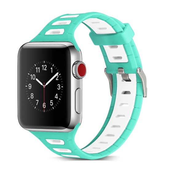 Dual Color Silicone Watch Band priekš Apple Watch 38 / 40 / 41 mm - Zaļš/Balts - silikona siksniņas (jostas) priekš pulksteņiem