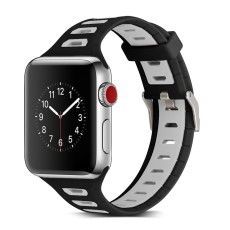 Dual Color Silicone Watch Band priekš Apple Watch 42 / 44 / 45 / 46mm / Ultra 49 mm - Melns/Pelēks - silikona siksniņas (jostas) priekš pulksteņiem
