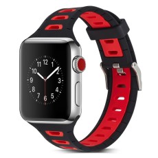 Dual Color Silicone Watch Band priekš Apple Watch 42 / 44 / 45 / 46mm / Ultra 49 mm - Melns/Sarkans - silikona siksniņas (jostas) priekš pulksteņiem