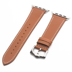 QIALINO Top Layer Cowhide Leather Strap priekš Apple Watch 38 / 40 / 41 mm / Series 10 / 11 (42mm) - Gaiši Brūns - dabīgas ādas siksniņas (jostas) priekš pulksteņiem