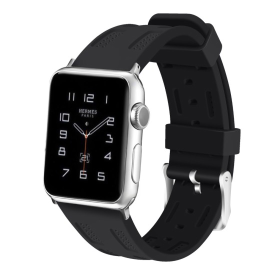 Soft Silicon Adjustable Watch Band для Apple Watch 42 / 44 / 45 mm / Ultra 49 mm - Чёрный - силиконовый ремешок для часов