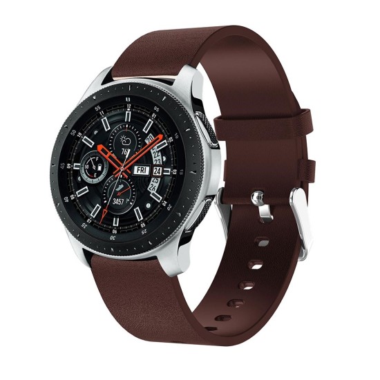 22mm Textured Genuine Leather Watch Strap - Brūns - dabīgas ādas siksniņas (jostas) priekš pulksteņiem