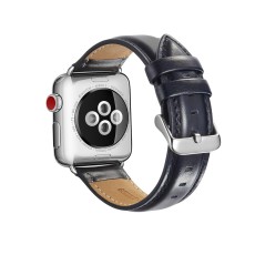 Top Layer Crazy Horse Texture Cowhide Leather Watch Band priekš Apple Watch 38 / 40 / 41 mm / Series 10 / 11 (42mm) - Zils - dabīgas ādas siksniņas (jostas) priekš pulksteņiem