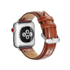 Top Layer Crazy Horse Texture Cowhide Leather Watch Band priekš Apple Watch 38 / 40 / 41 mm / Series 10 / 11 (42mm) - Gaiši Brūns - dabīgas ādas siksniņas (jostas) priekš pulksteņiem