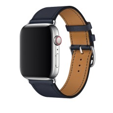 Genuine Leather Watch Band priekš Apple Watch 42 / 44 / 45 / 46mm / Ultra 49 mm - Tumši Zils - dabīgas ādas siksniņas (jostas) priekš pulksteņiem