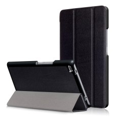 Tri-fold Stand PU Smart Auto Wake/Sleep Leather Case priekš Lenovo Tab 4 8.0 TB-8504 - Melns - sāniski atverams maciņš ar stendu