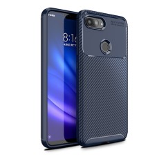Beetle Series Carbon Fiber TPU Protection Phone Cover priekš Xiaomi Mi 8 Lite - Zils - triecienizturīgs silikona aizmugures apvalks (bampers, vāciņš, slim TPU silicone case shell cover, bumper)