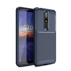 Beetle Series Carbon Fiber TPU Protection Phone Cover priekš Nokia 3.1 Plus (2018) - Zils - triecienizturīgs silikona aizmugures apvalks (bampers, vāciņš, slim TPU silicone case shell cover, bumper)