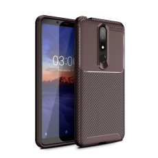 Beetle Series Carbon Fiber TPU Protection Phone Cover priekš Nokia 3.1 Plus (2018) - Brūns - triecienizturīgs silikona aizmugures apvalks (bampers, vāciņš, slim TPU silicone case shell cover, bumper)