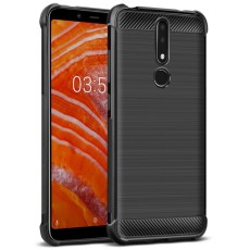 IMAK Vega Carbon Fiber Texture Brushed TPU Cover Case priekš Nokia 3.1 Plus (2018) - Melns - triecienizturīgs silikona aizmugures apvalks (bampers, vāciņš, slim TPU silicone case shell cover, bumper)