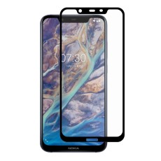 HAT PRINCE Full Glue Full Size Tempered Glass Screen Protective Film priekš Nokia 8.1 (2018) - Melns - Ekrāna Aizsargstikls / Bruņota Stikla Aizsargplēve (Full screen size curved)