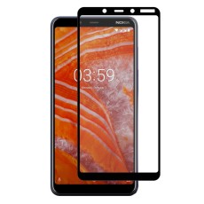 HAT PRINCE Full Glue Full Size Tempered Glass Screen Protective Film priekš Nokia 3.1 Plus (2018) - Melns - Ekrāna Aizsargstikls / Bruņota Stikla Aizsargplēve (Full screen size curved)
