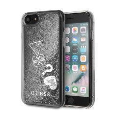 Guess Glitter Hearts Liquid series GUHCI8GLHFLSI priekš Apple iPhone 7 / 8 / SE2 (2020) / SE3 (2022) - Sudrabains - plastikāta apvalks / bampers-vāciņš