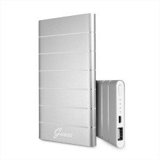 Guess Stripes Alluminium GUPBALSTSI Power Bank 5000mAh USB 5V 1x2.1A Ligzda - Sudrabains - Universāla ārējas uzlādes batereja lādētājs-akumulators (Power Bank)