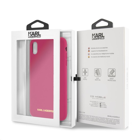 Karl Lagerfeld Silicone series KLHCI65SLROG priekš Apple iPhone XS Max - Sārts - silikona aizmugures apvalks (bampers, vāciņš, slim TPU case cover, bumper)