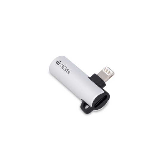 Devia Smart Metal Adapter Audio Cable Lightning to Lightning / 3.5mm jack priekš Apple iPhone 7 / 8 / X / XR (audio vads kabelis) - Sudrabains