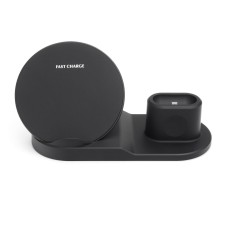 Qi Wireless Quick Charger QC 10W Set (Phone Watch Airpods) - Melns - Universāls induktīvs bezvadu USB lādētājs paliktnis